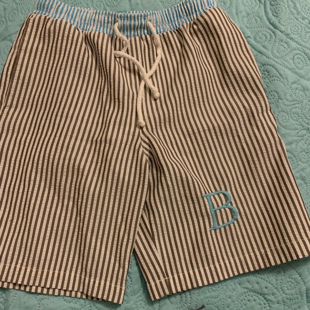 Kelly's Kids swum trunks 5/6 gray stripe with aqua